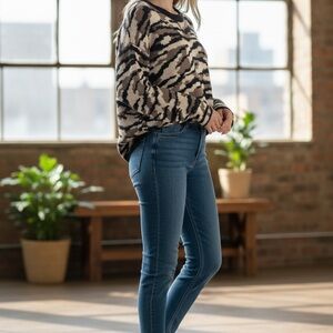 Philosophy Zebra Print Sweater - Black and Cream